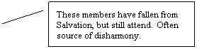 Line Callout 2: These members have fallen from Salvation, but still attend.&nbsp; Often source of disharmony.
